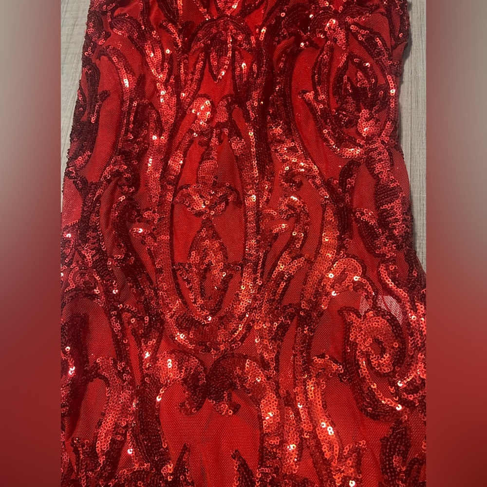 Red Sequin Midi Dress - Picture 8 of 14